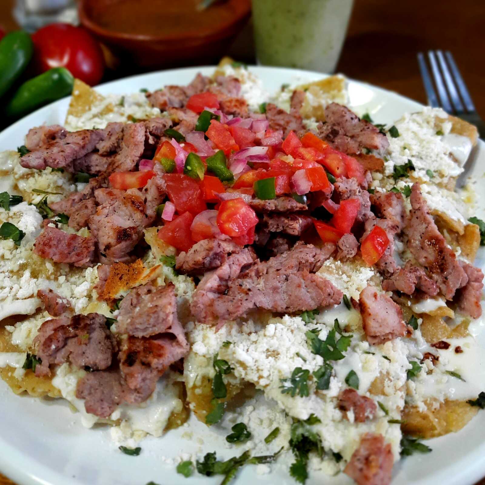 Chilaquiles con arrachera