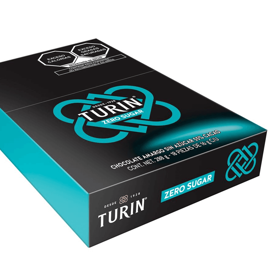 Turin Chocolate Sin Azúcar 18 Barras de 16 G