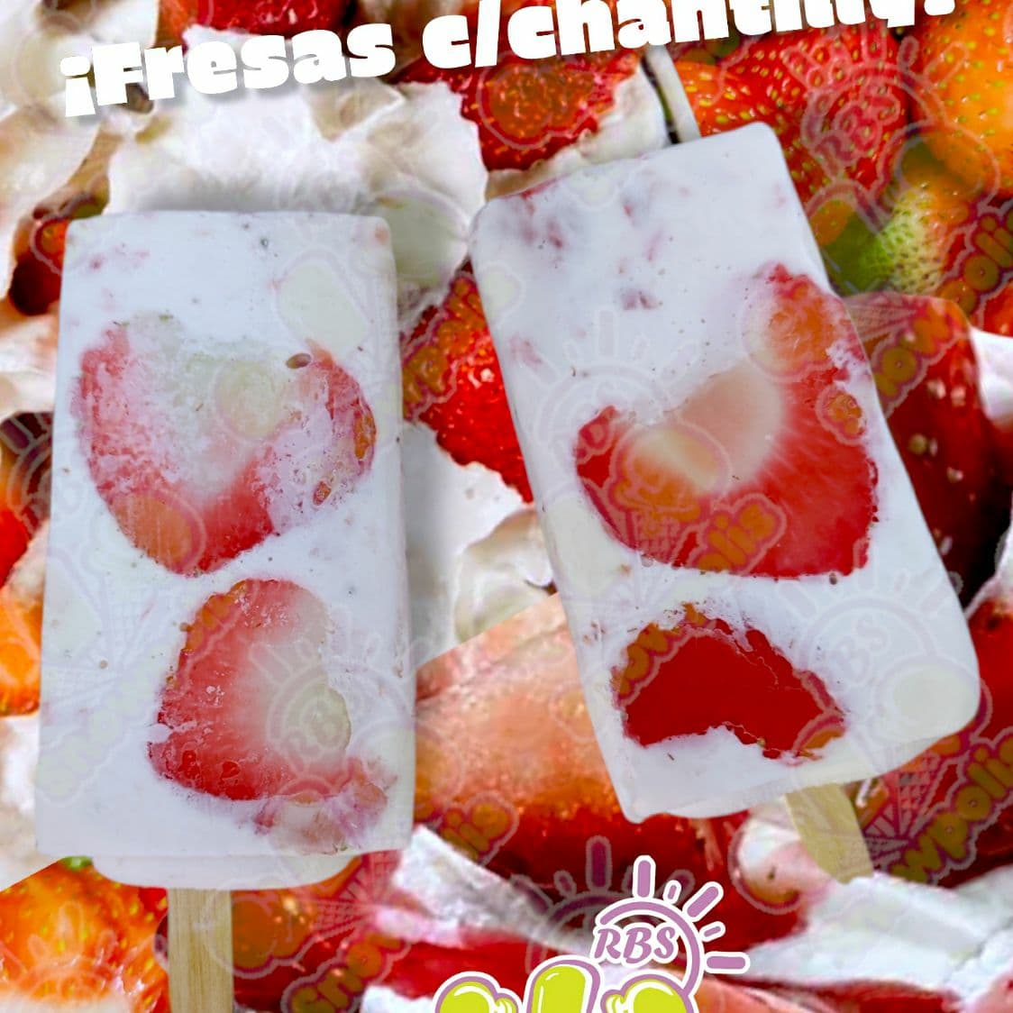 Paleta de Fresas con chantilly