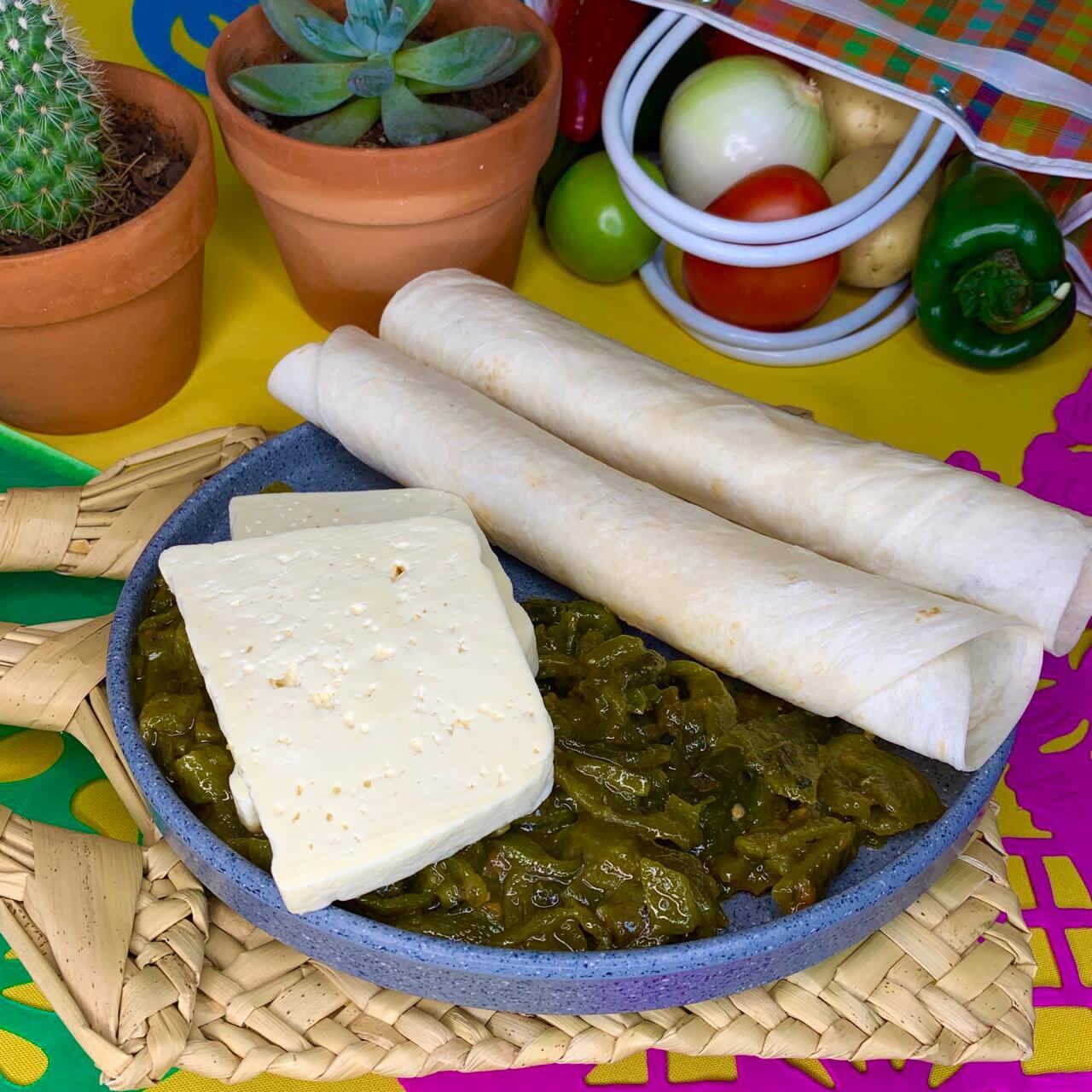 Burrito requesón con rajas