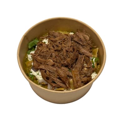 Chilaquiles verdes con barbacoa