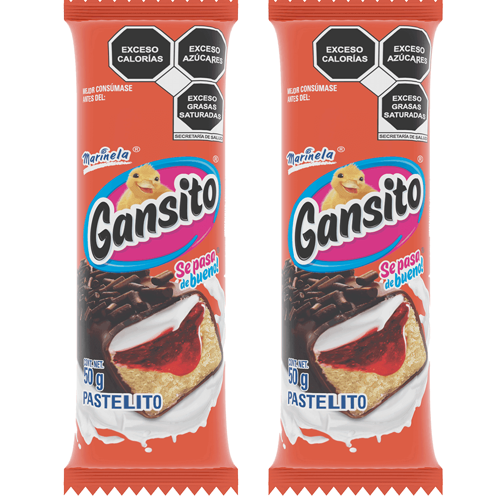 2 Pastelito Gansito Marinela 50 gr bolsa chocolate