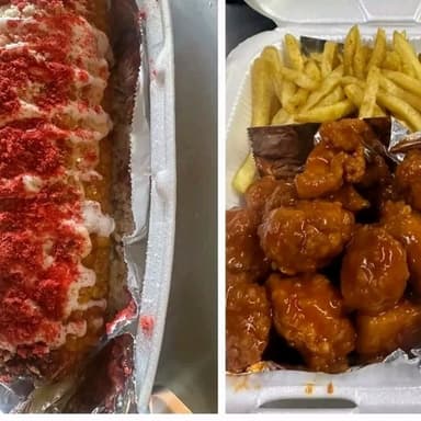 Combo 1/2 orden de boneless y 1/2 de papas + elote