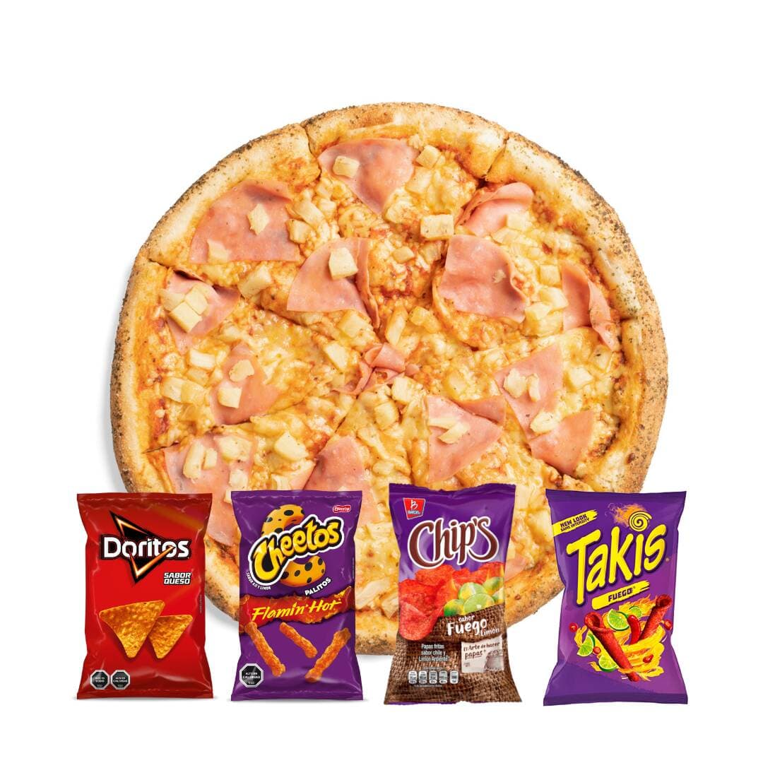 Pizza Hawaiana con Papas