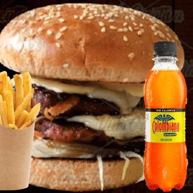 Combo Hamb Doble Carne mas Papas y Gaseosa