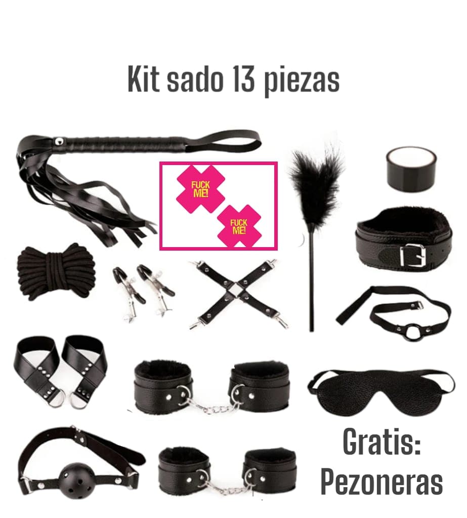 Kit sado sadomasoquismo bondage bdsm 17 piezas