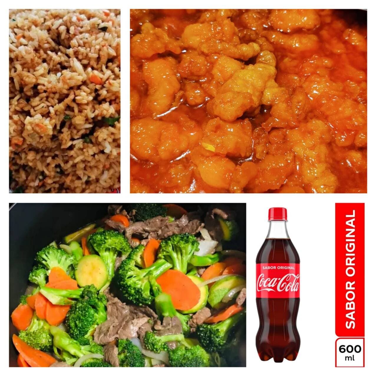Pollo Agridulce y Brócoli, Coca600ml（甜酸鸡+菜花+可乐）