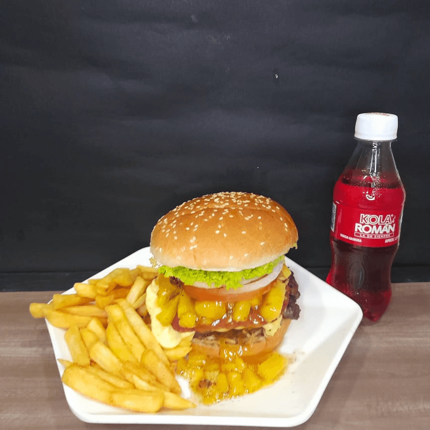 Combo Hamburguesa Hawai + Papas + Bebida