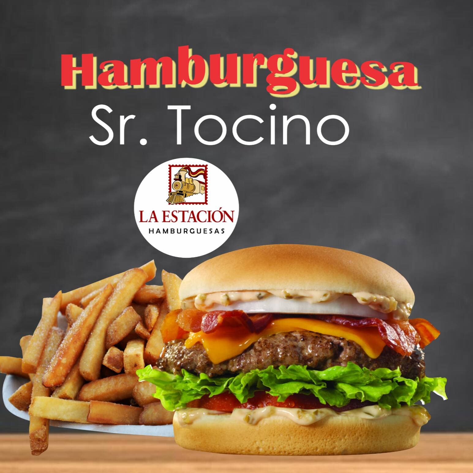 HAMBURGUESA SR TOCINO CON PAPAS