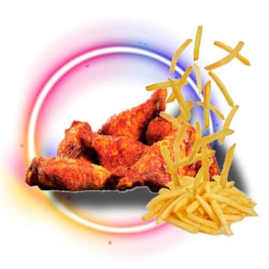Alitas 6 pz con papas