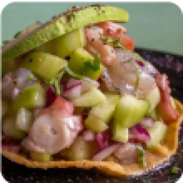 Tostada de Aguachile Camarón Crudo