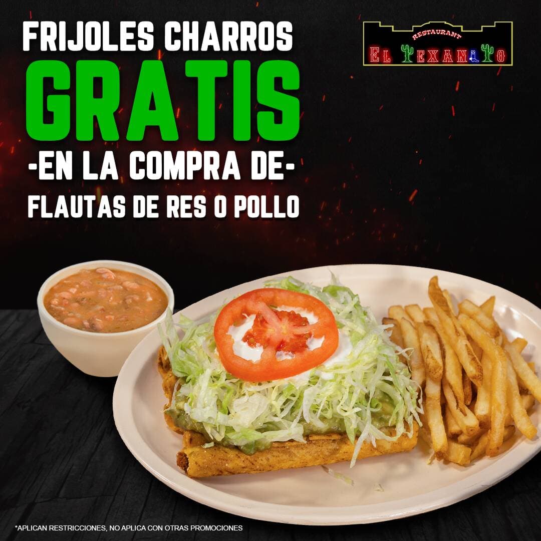 Promo - Flautas de Res + Frijoles Charros Gratis