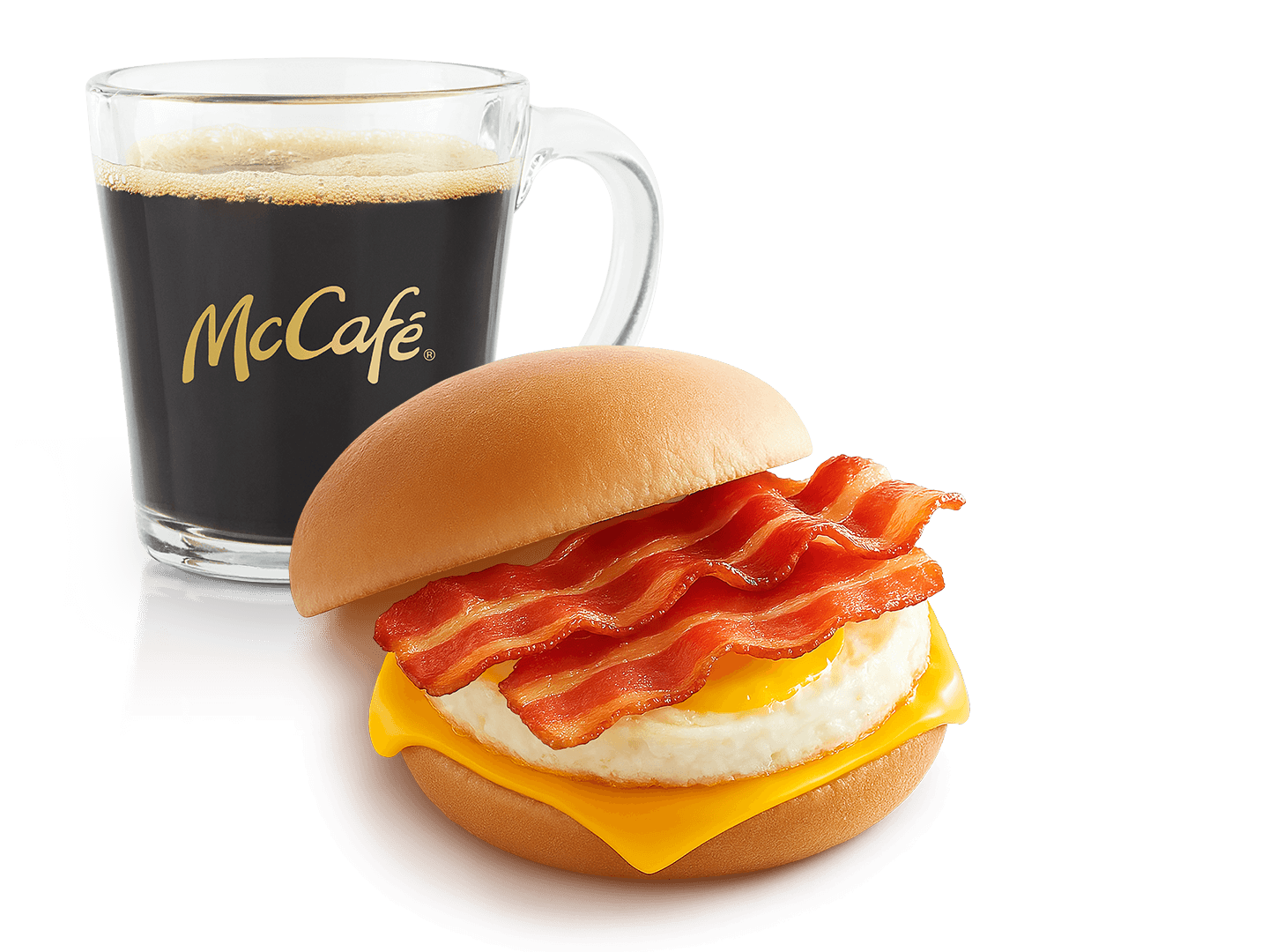 Sándwich Queso, Huevo y Tocino con café