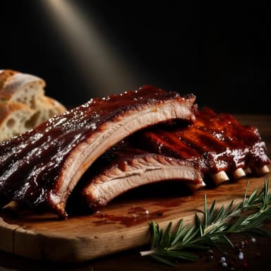 4 Costillas BBQ + Papas + Aderezos