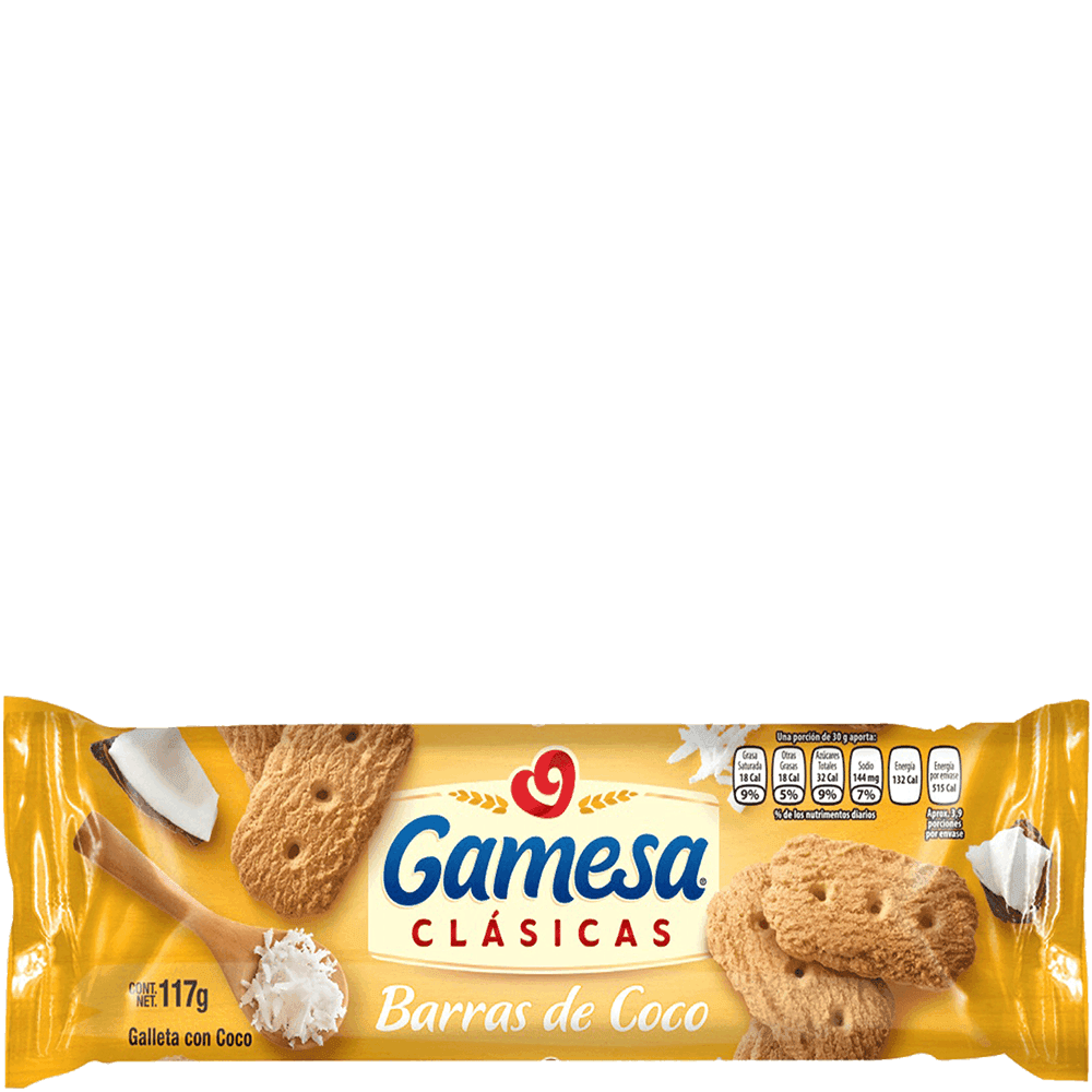 GALLETAS BARRAS DE COCO GAMESA 117 GR BOLSA COCO