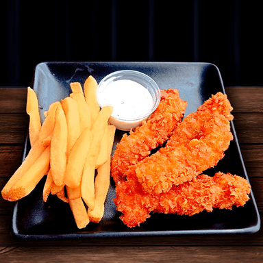 Paquete 4 Tiras Crispy con papas francesa