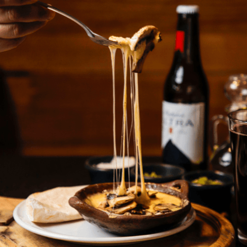Queso Suizo con Champiñones