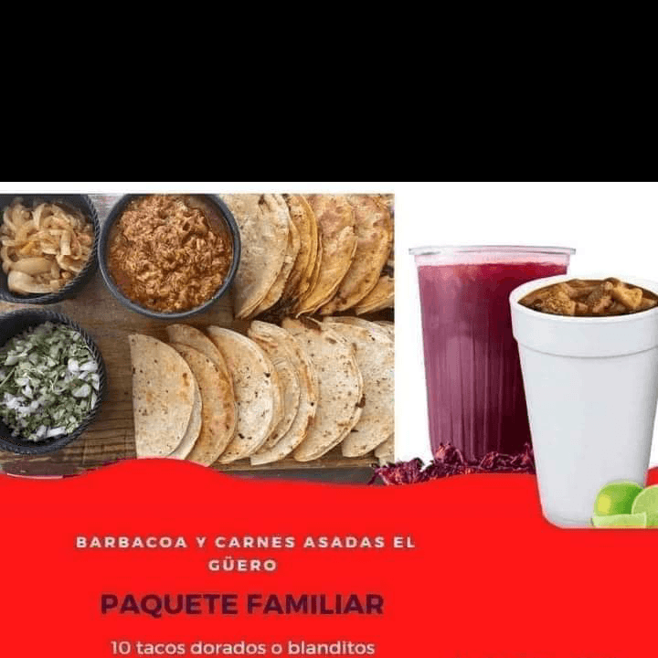 Paquete familiar 20 tacos 1litro agua 1lt consome