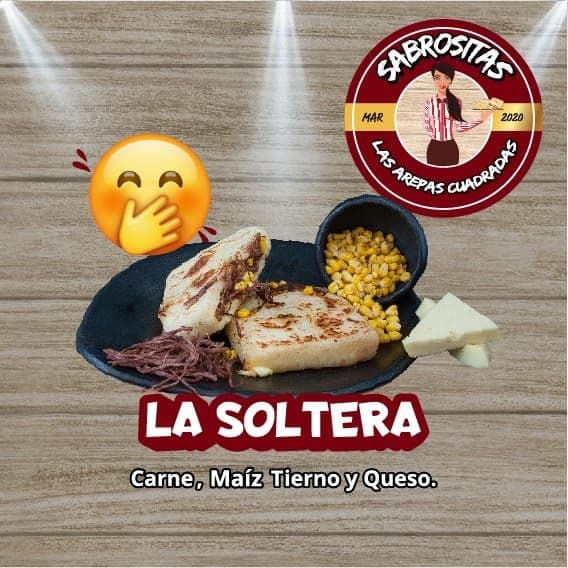 Arepa Carne, Maiz Tierno y Queso SOLTERA