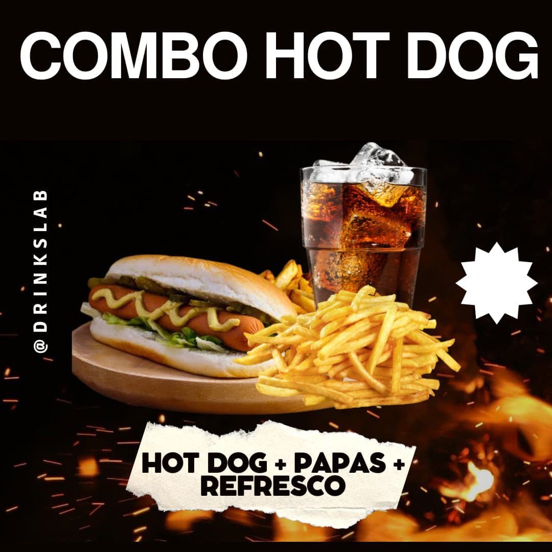 combo hotdog + papas+ refresco