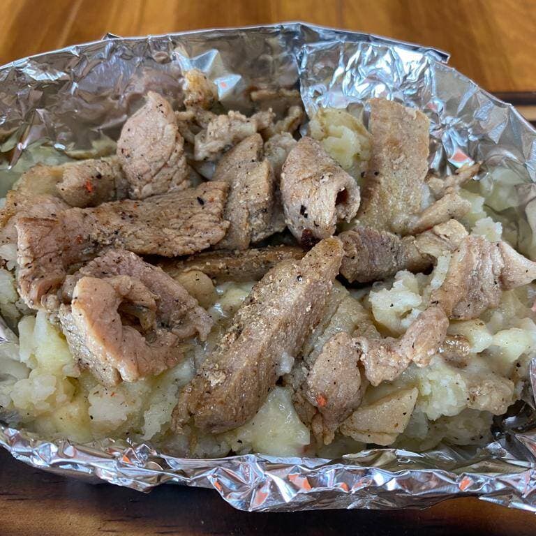 Papa Asada sin queso con Carne asada