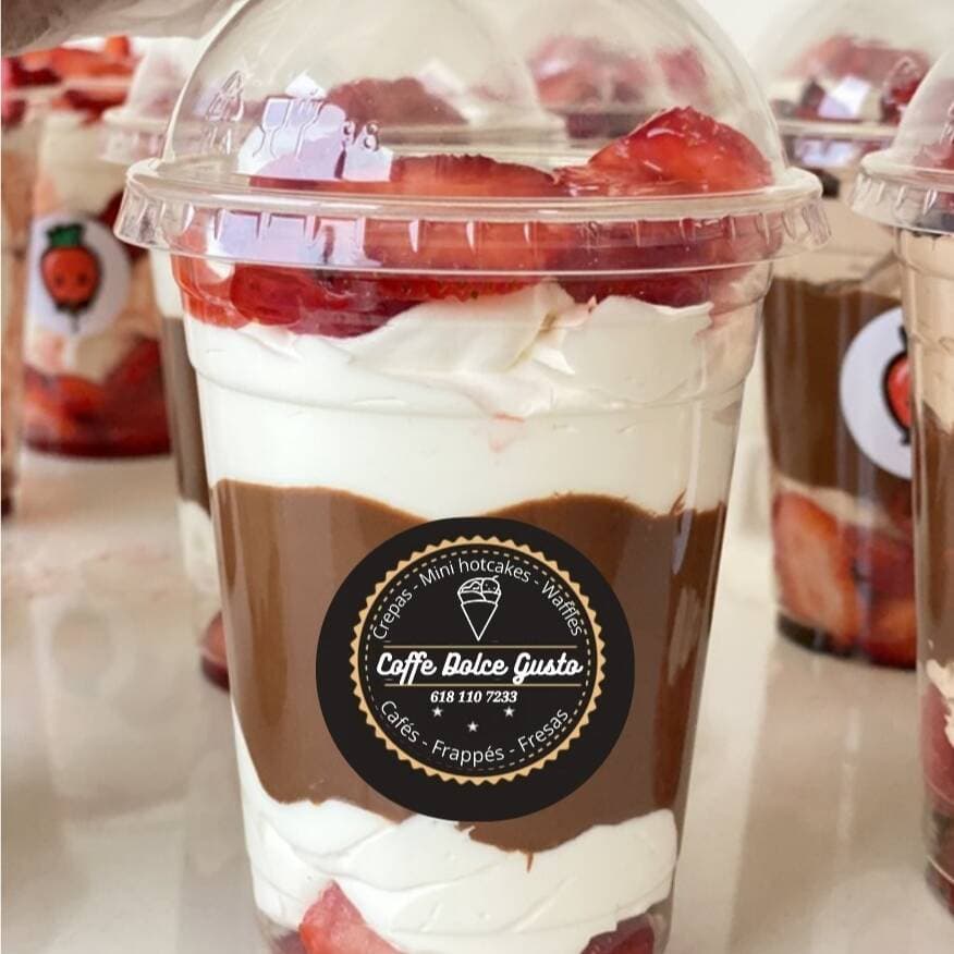 Fresas con Crema y NUTELLA Vaso 16 Oz
