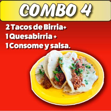Combo 4:  2 Tacos Birria + 1 Quesabirria