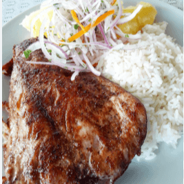 Filete de Bonito Frito, Yuca Frita más Arroz