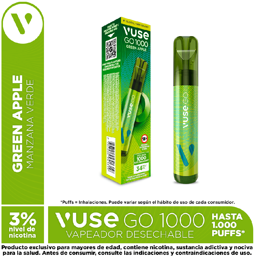 Vuse go 1000 apple sour v-pro 34 mg/ml