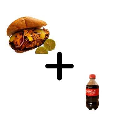 TORTA GRANDE DE BISTEC DE PASTOR + COCA 355 ML