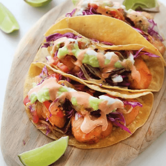 3 Tacos de Camarón Capeado