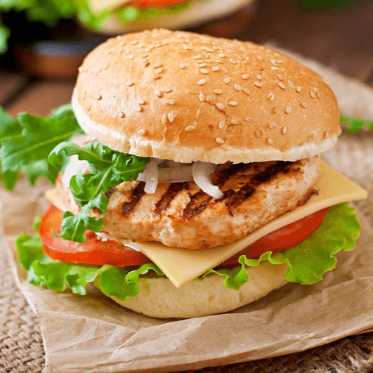 Hamburguesa de Pollo + papas