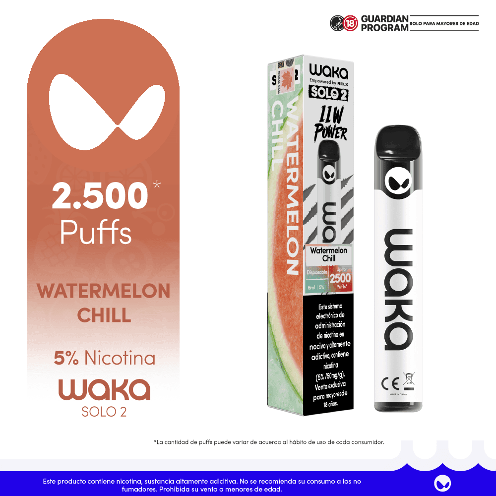 WAKA Vape Solo 2 Watermelon Chill-5% 2500 Puff