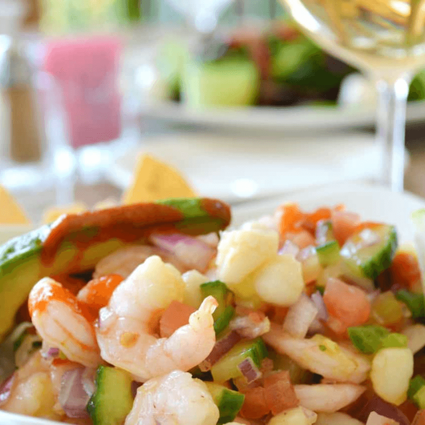 Tostada de Ceviche de Camarón