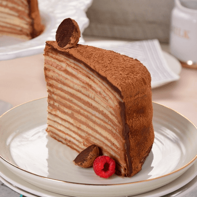 Rebanada de pastel de crepas