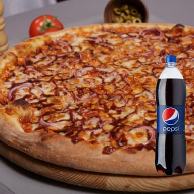 Pizza Familiar 10 porc + Gaseosa + Brownie