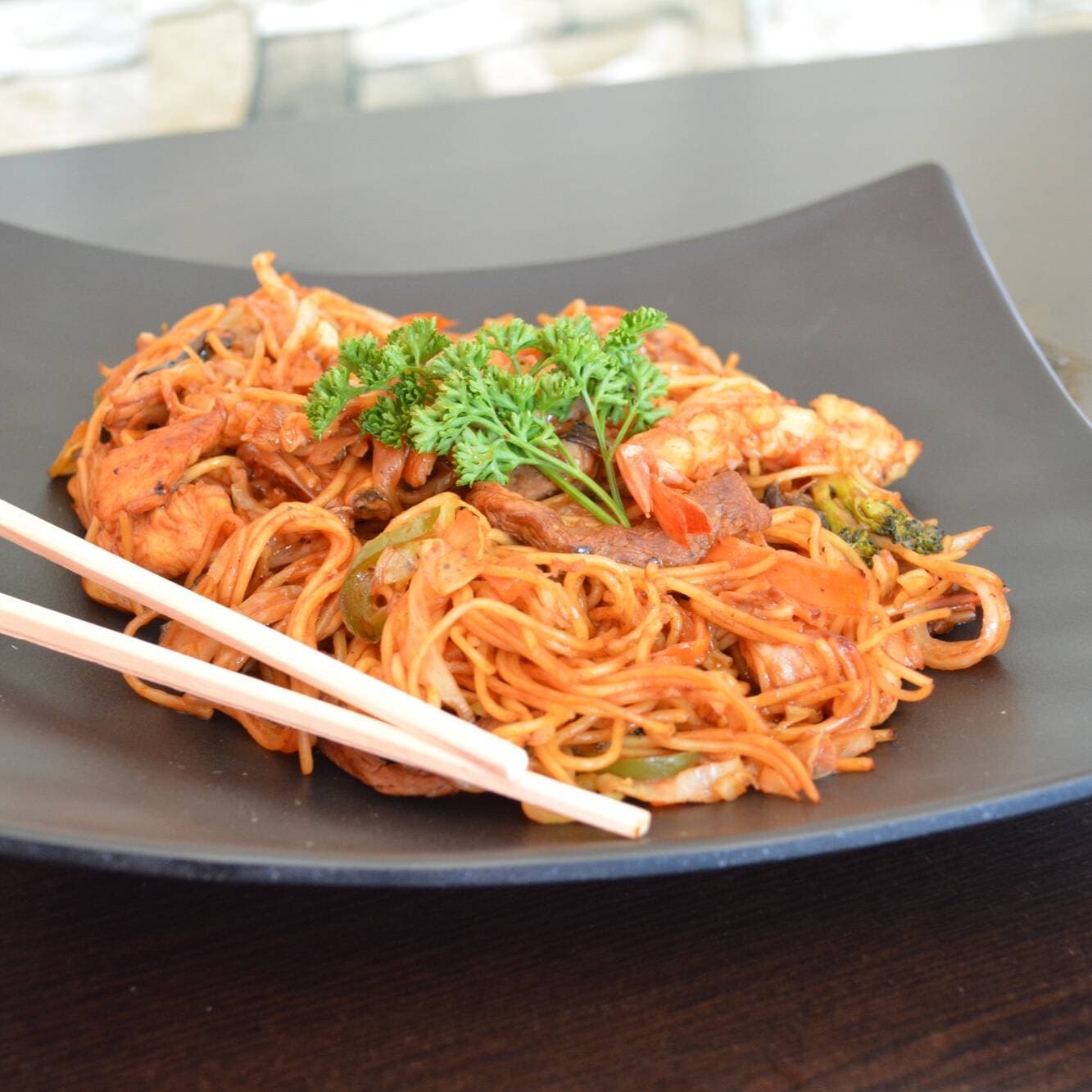 Pastas Mixta ( Camaron, sirlon y pollo)