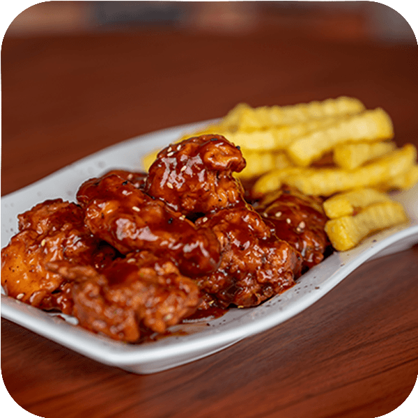 2 alitas bbq + papas francesas
