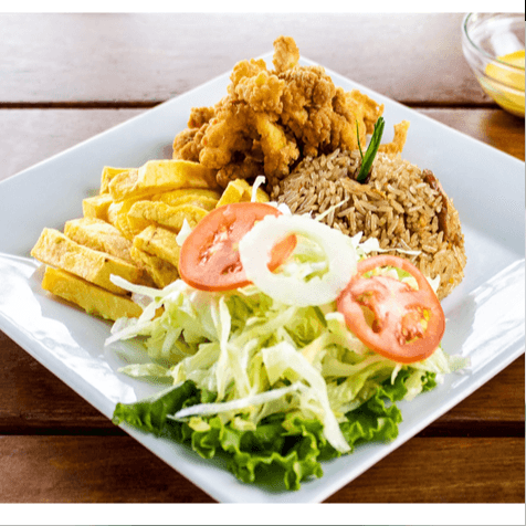 Chicharrón de Pollo con Arroz Chaufa