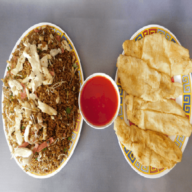 1 Caja Grande de Arroz Chino mas 4 Róbalos Apanado