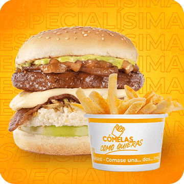 Combo Hamburguesa Especialísima 1/4 Libra + Papas