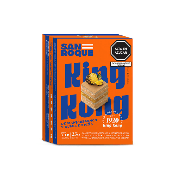 King Kong de Manjar Blanco y Dulce de Piña 75 G