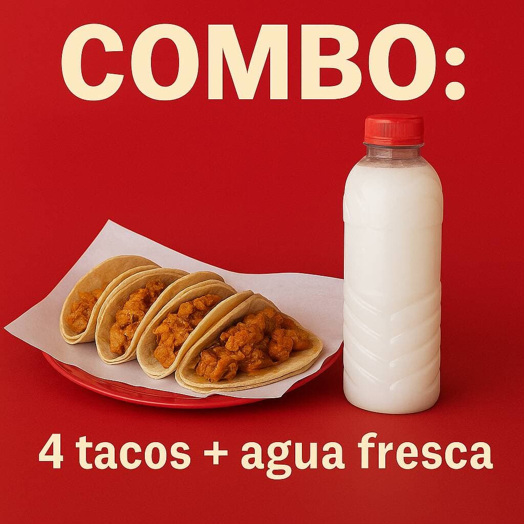 4 tacos + Agua fresca