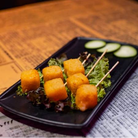 Kushiage de Plátano y Manchego