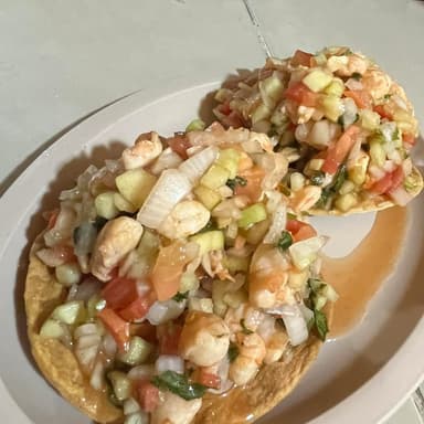 Tostadas de Ceviche de Camarón