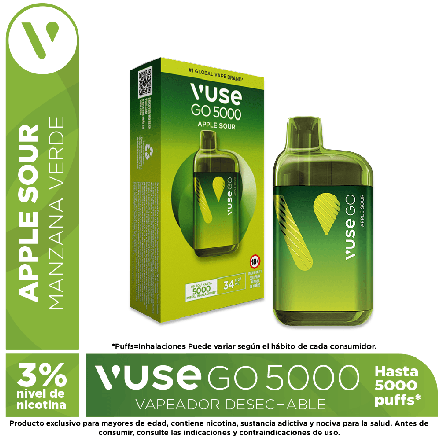 Vuse go 5000 apple sour 34 mg/ml