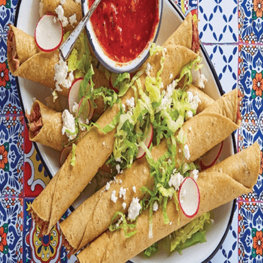 Paquete 5 3Flautas de Carne, 3 Sope y Bebida