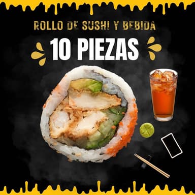🍗10 PIEZAS DE ROLLO CON POLLO + TÈ FRIO