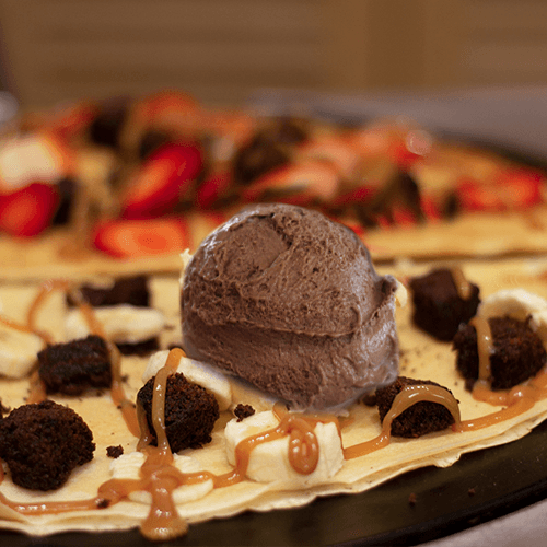 Crepe Manjar Platano Helado Chocolate