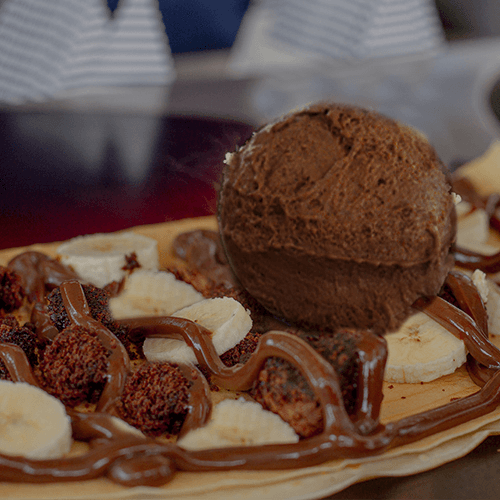 Crepe Fudge Platano Helado Chocolate